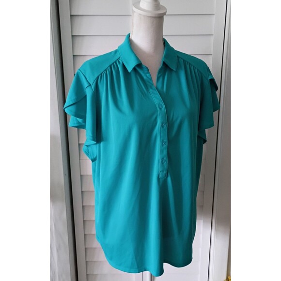 Chico's women's flutter short sleeve collared blouse XXL - Picture 2 of 8